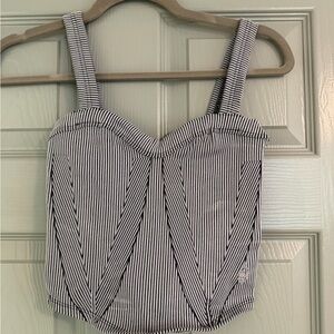 Free People Black & White Striped Bustier Crop Camisole